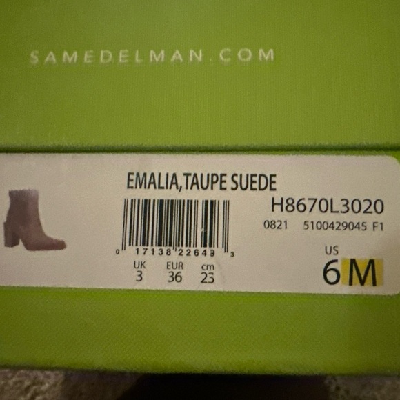 Sam Edelman Emalia Taupe Block Heel Pointed Toe Pull On Leather Ankle Boots - Picture 4 of 4